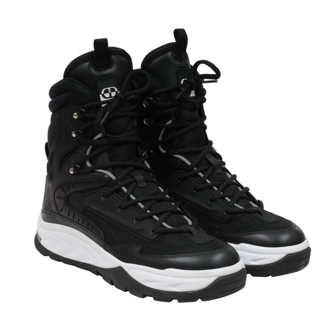 Bottes de neige homme Dior US 11 44 noir nylon logo oblique ski cheville lacets caoutchouc