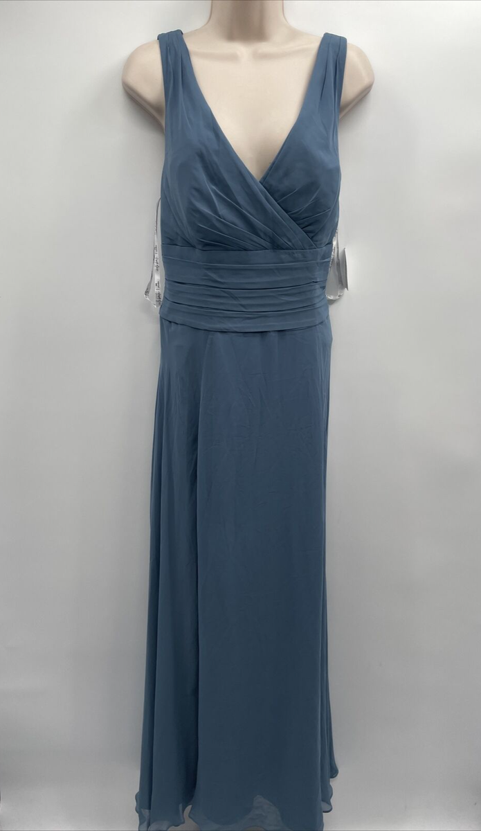 chinese dress ladies Wedtrend Dark Navy A Line V Neck Floor Length Long Chiffon Bridesmaid Dress with Slit Wedding Party Dress, Dark Navy / US16