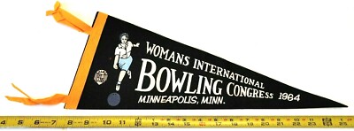 RARE WOMANS INTERNATIONAL BOWLING CONGRESS 1964 FELT PENNANT 18'' {E65}