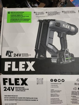 FLEX 24V Brushless Cordless 18 Gauge 5/8-inch to 2-1/8-inch Brad Nailer Kit w...