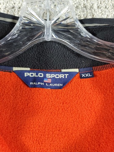 Polo Sport Ralph Lauren vintage anni 90 uomo 2XL full zip arancione giacca pile - Foto 7 di 9