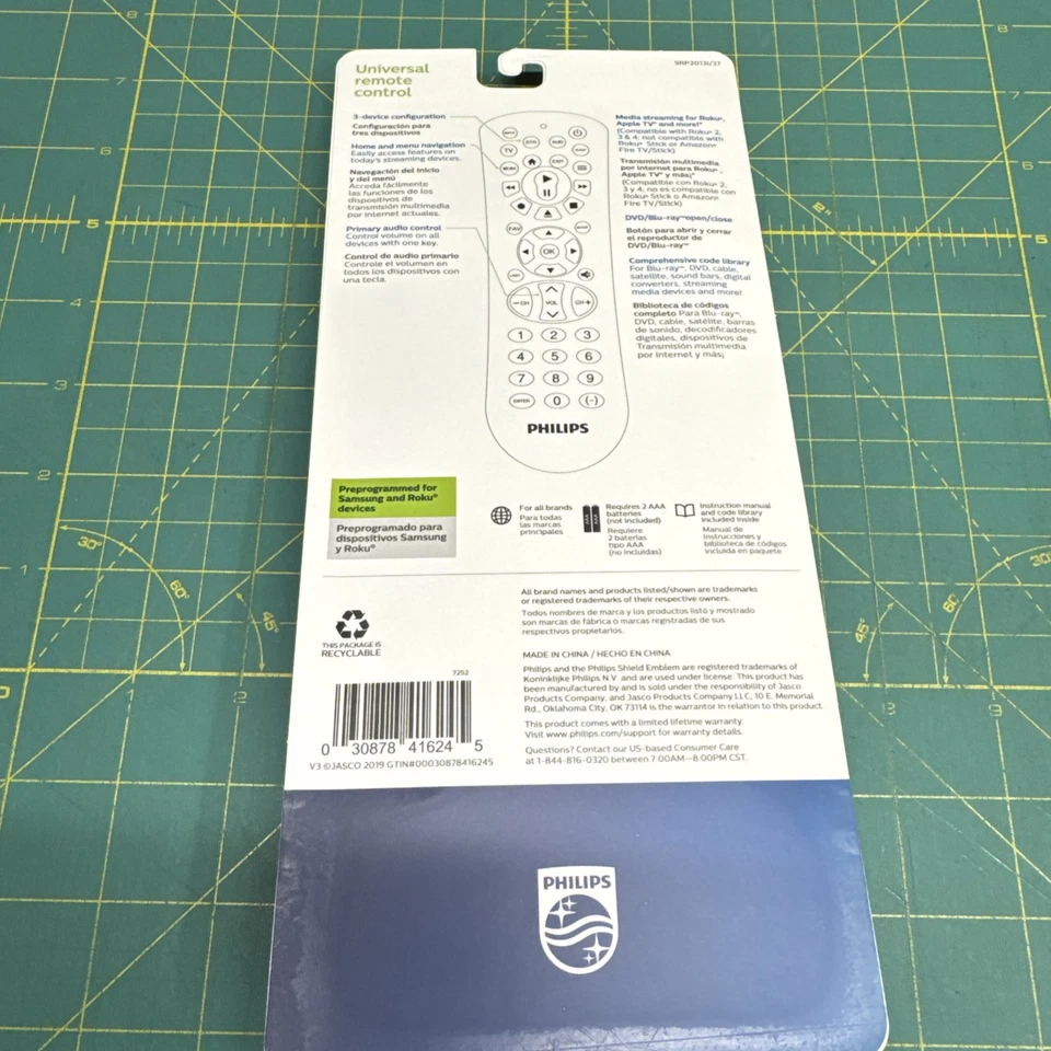 NEW PHILIPS Universal Remote Control **Audio/Video 3 device * Dodger Blue - Image 2 of 2