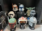 Lego Star Wars Buildable Helmet Lot + Droideka And Grogu, Boba, Vader, Luke