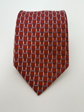 Jones New York Men's Tie 58" Red Blue White Geometric Pattern Classic NWOT