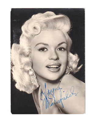 JAYNE MANSFIELD   Autogramm Original Signiert AK 14,5 x 10,5 cm 50er-60er Jahre