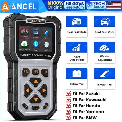 ANCEL OBD2 Motorcycle Diagnostic Tester Code Reader Scanner For Kawasaki Honda