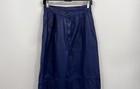 Women's Blue Leather Pleated Pockets Lined Straight Leg Dress Pants — photo 3
