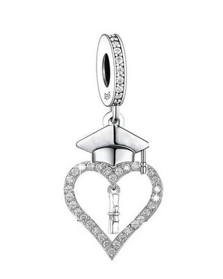 ABSCHLUSS MÖRSERBRETT KAPPE & ROLLE CHARM   ECHT 925 STERLING SILBER GESCHENK