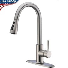 Sleek Kitchen Faucet Pull Down Sprayer 3 Way Spray 360 Swivel Easy Install New