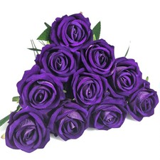 10 PCS Artificial Roses with Long Stems Silk Flowers Realistic Foam Flowers F...