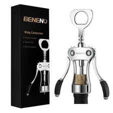 Wine Opener, Zinc Alloy Premium Wing Corkscrew with Multifunctional Bottles O...