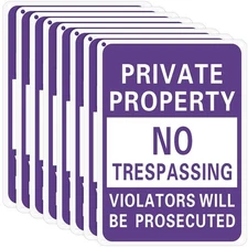 8 Pcs Private Property No Trespassing Sign Metal Reflective Aluminum Violator...