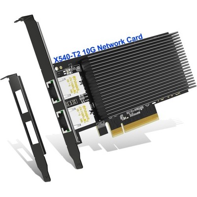 10Gb Dual LAN Base-T PCI-e Network Card, Intel X540 Controller, 10Gbps Ethern...