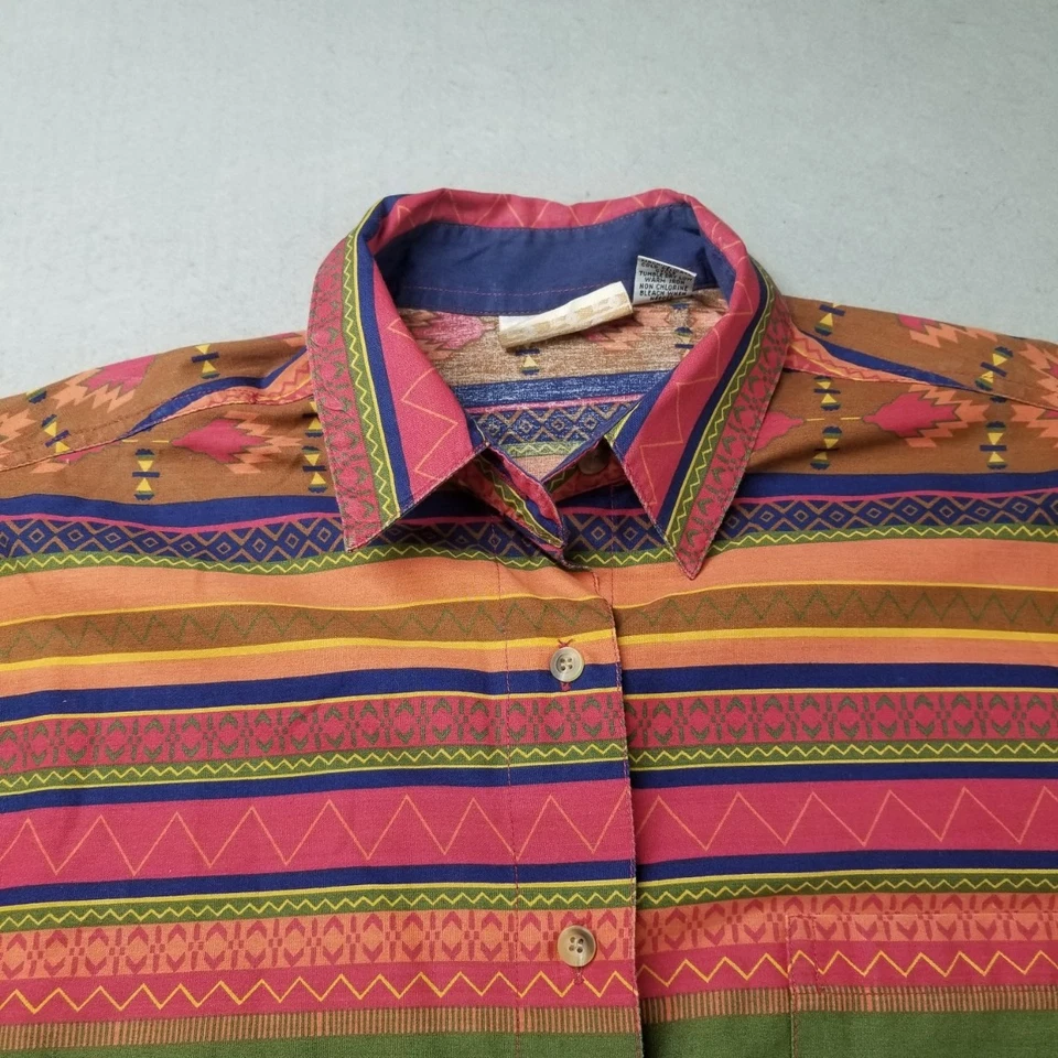 Copper Key Button Shirt Womens Size S Aztec Southwestern Western Striped - Image 2 of 4