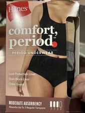 Hanes Womens Fresh and Dry Moderate Period Underwear Brief 3-Pack, size XL