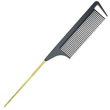 LLTGMV 9.3" Rat Tail Comb for Hair Styling, Parting, and 1pcs, black gold
