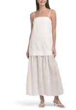 Anthropologie Mon Renn White Eyelet Cotton Linen Dress NWT Medium