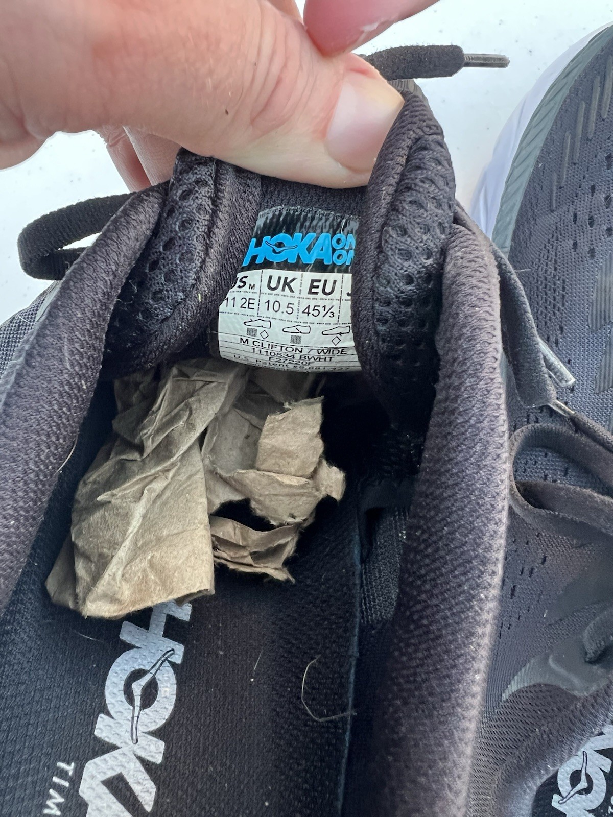 Men’s Black And White HOKA Clifton 7 Running Shoes Size 11 2E Wide thumbnail 9