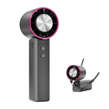 Black Mini Handheld Fan, 4-Speed, Ice Cooling, 4800mAh USB-C Rechargeable