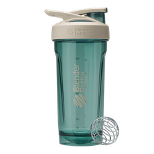 Botella agitadora Strada, 28 oz, plástico Tritan, tapa abatible a prueba de fugas, bola batidora de alambre