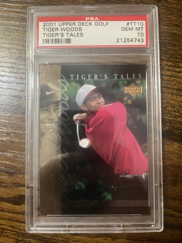 2001 Upper Deck #TT 10 PSA 10 TIGER WOODS  Tigers Tales Golf Card