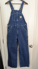 Carhartt R07-DST Mens Carpenter Denim Bib Overalls Workwear Size 36 x 32