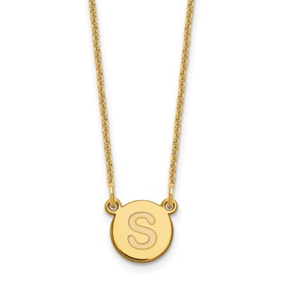 14k Gelbgold winziger Kreis Block Buchstabe S Initiale Halskette 18'' 1,28gm