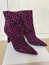 BNIB Russell And Bromley Pink Leopard Print Stiletto Boots Size 42