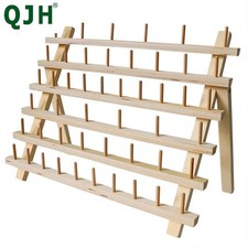 QJH 48-Spools Wooden Thread Holder Sewing and Embroidery Thread Rack and Organiz