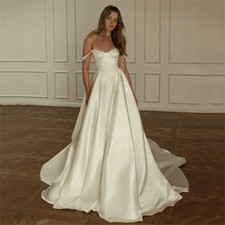 Elegant A-Line Stain Sweetheart Wedding Gown Floor Length Sleeveless Bridal Gown