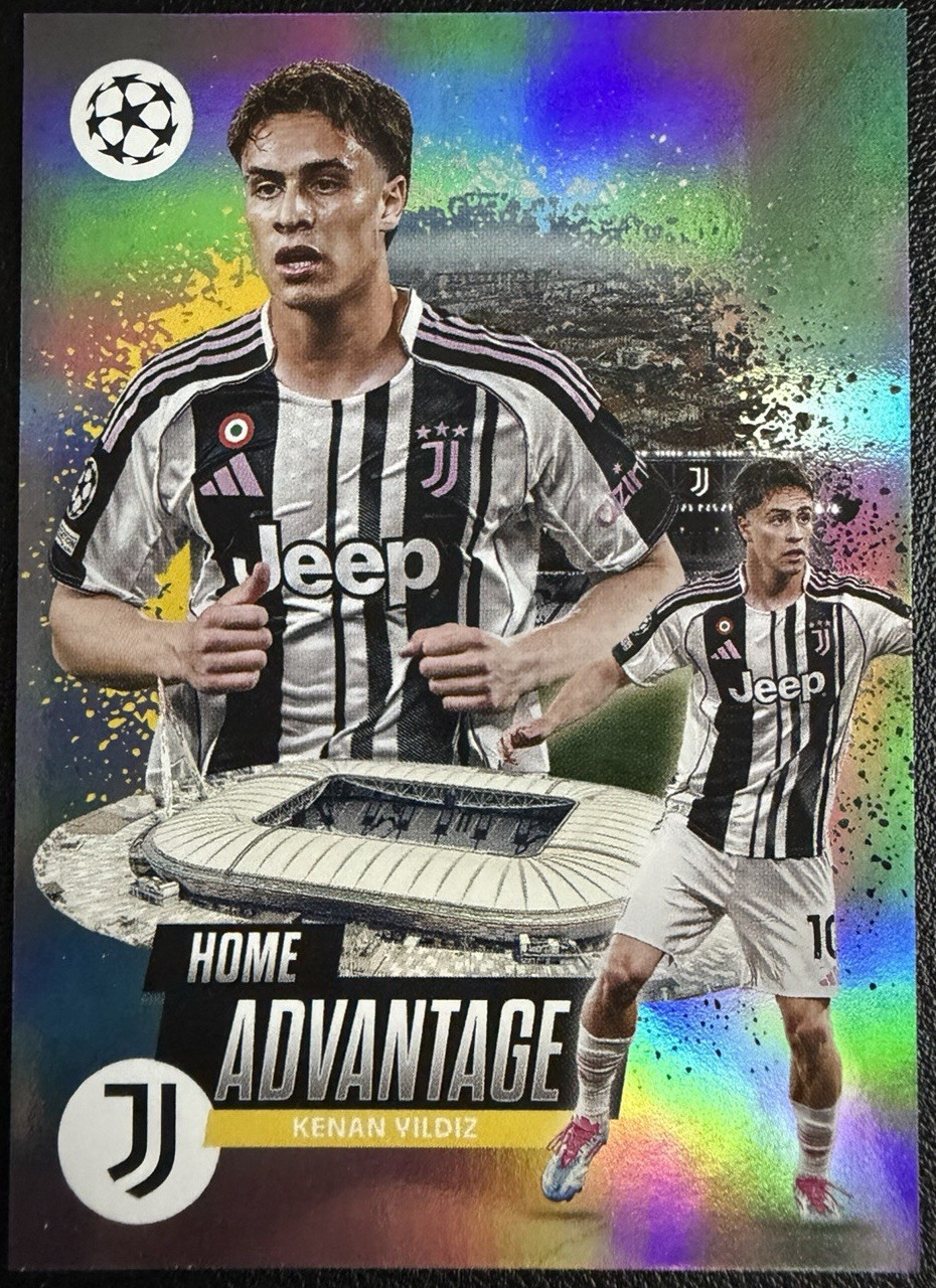 Kenan Yildiz #HP-25 Soccer Cards 2025 Topps UEFA Home Pitch Advantage trading card — raw and PSA graded price guide