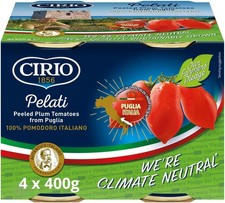Cirio Peeled Plum Tomatoes 100% Italian Cans, 400g (Pack of 4)-NEXT DAY DELIVERY