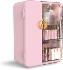Makeup Organizer with Drawers for Vanity, Cosmetic Display Case with Brush Holde