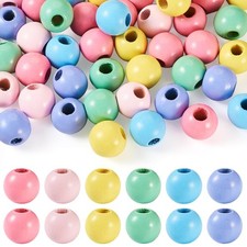 50Pcs Wooden Beads for Crafts, 25mm Colored Wooden Beads Dyed Wood Beads Larg...