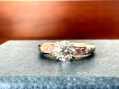 Harry Winston Tryst .72 ct White and Pink Diamond Engagement Ring F VVS $17k NEW