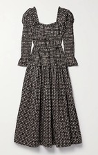 Doen Bellamy Dress Noir Countryside Paisley Black Tan, Size S