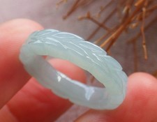 Certified Icy Green Burma Natural A JADE Jadeite Leaf RING USA. 8.25    207718