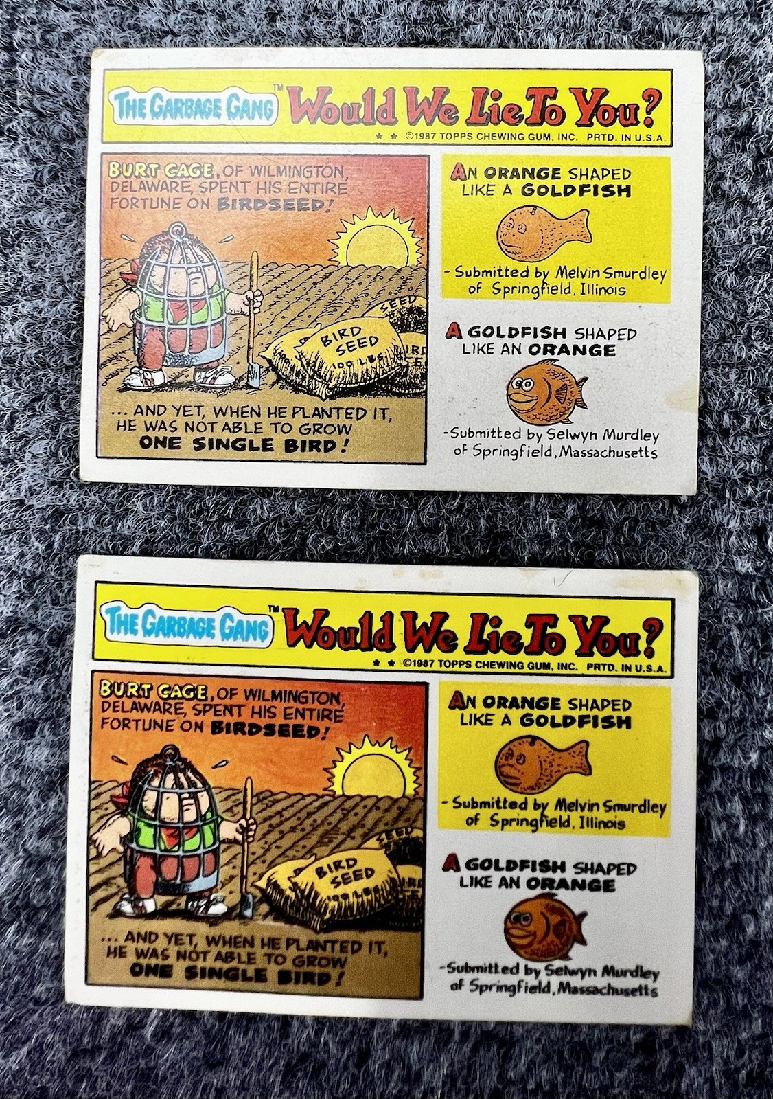 Polluted Percy 349a Barnacle Bill 349b GPK Garbage Pail Kids Cards [Id 3,4]