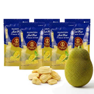 5X Premium Jackfruit Freeze Dried 100% Fruit Real Snack No Sugar Added 35 g.