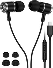 USB C Wired Headphones for Samsung Galaxy, Type C Earphones with Black