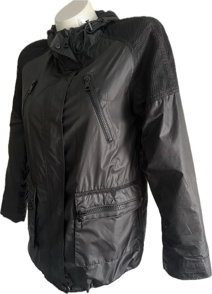 Sam Edelman Women’s Anorak Hooded Rain Jacket, Windbreaker Black XS - Image 2 of 4
