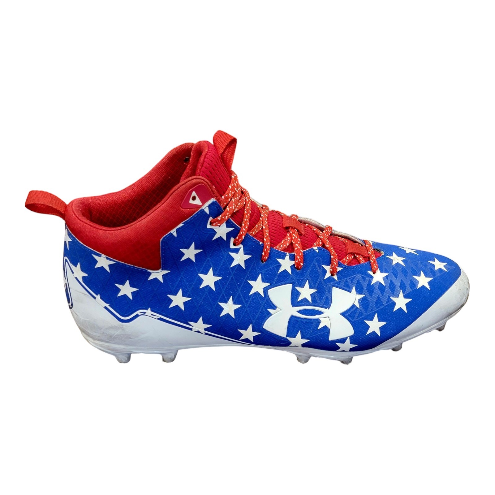 Under Armour UA Nitro Select Mid MC Cleats Red White Blue Sz 15 3019904-404 thumbnail 2