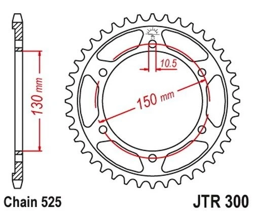 47 Zähne Kettenrad Teilung 525 Typ JTR300 für Yamaha TRX 850 / FZ8 800 / TDM 900 - Imagem 3 de 4