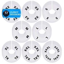 32 White Closet Dividers for Hanging Clothes Clothing Rack Dividers with Pr...