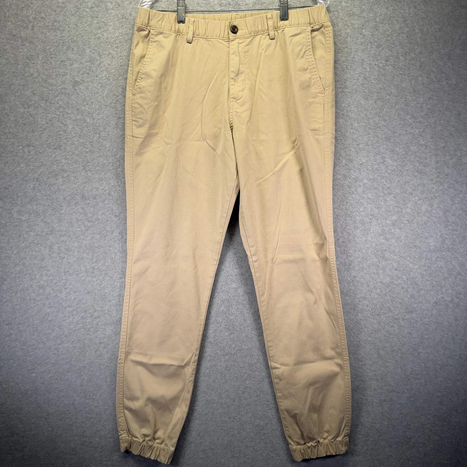 Bearbottom Pants Mens LT Beige Joggers Elastic Cuff Stretch Tall Casual Cotton