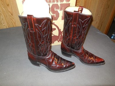 DF2 Durango West Boots Mens 11 D Mid Calf Western Cowboy Cherry Brown Leather