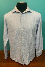 Tattersall London Men's 100 Cotton Textured Button Down Shirt -16.5, Blue Plaid