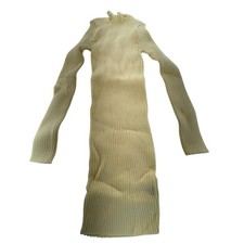 SHEIN Women's Ribbed Knit Mock Neck Bodycon Midi Dress Cream Size S with Belt