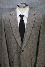 VTG Harris Tweed Blazer Mens 42L Gray Check Scottish Wool Sport Coat Jacket USA