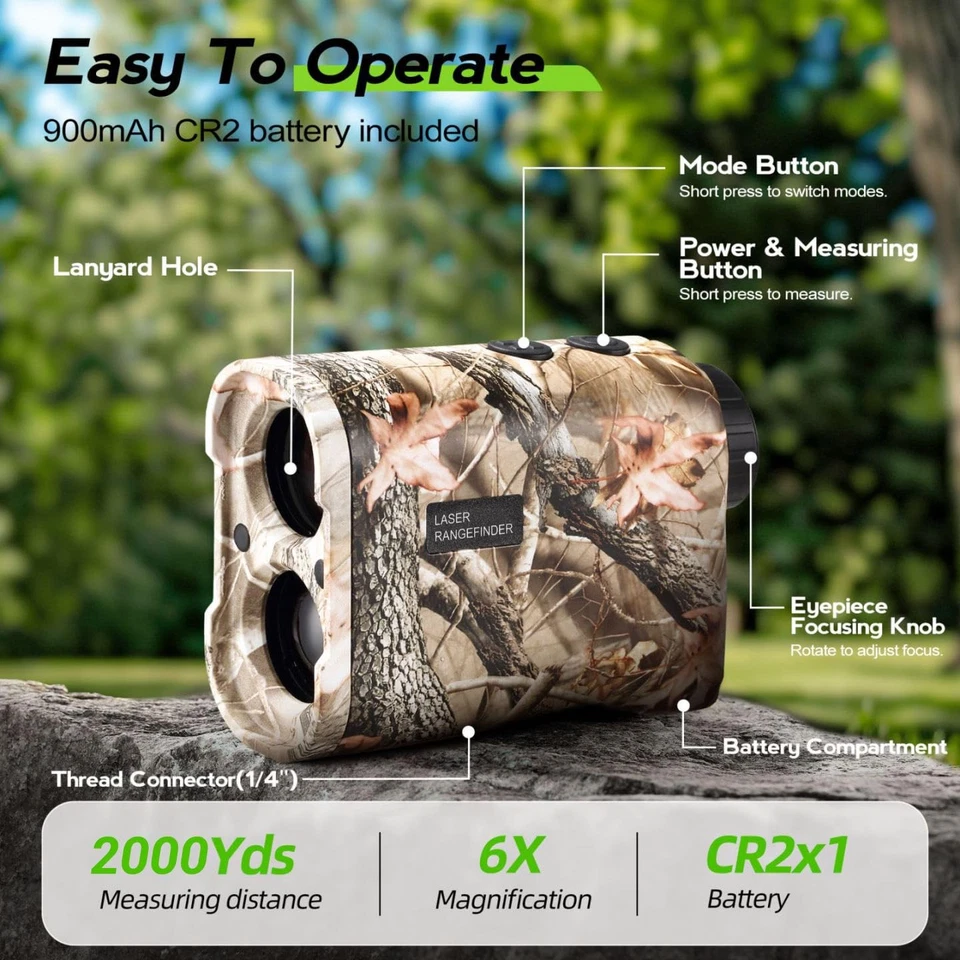 2000 Yards Hunting Laser Rangefinder, Rangefinder for Bow Hunting with Angle ... - Image 2 of 4